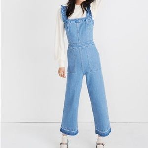 Madewell Denim Ruffle Strap Jumpsuit